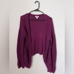 arizona large maroon knit cardigan